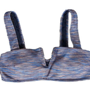 Aerie V Bandeau‎ Purple Space Dye Padded Bikini Top Size S Swim Bra